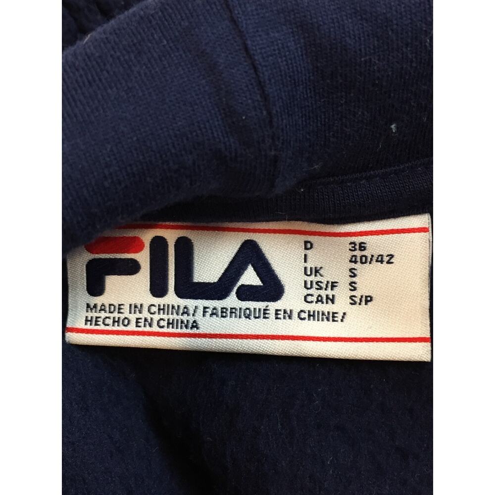 Fila Pullover Fleece Hoodie Womens Small Black Embroidered Logo Long Sleeve - Picture 3 of 8